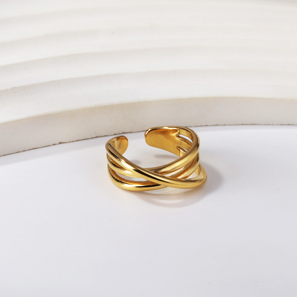 Minimalist Line Crossover Ring