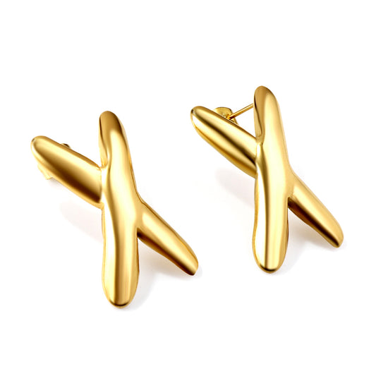 X-shaped earrings in 18k gold