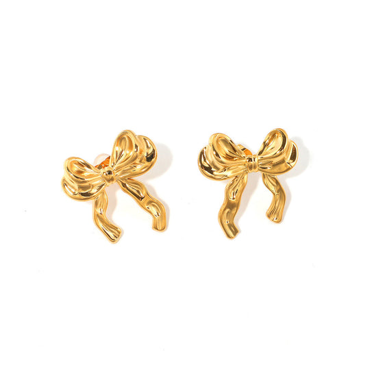 18k Gold Vermeil Bow Earrings with Smooth Finish